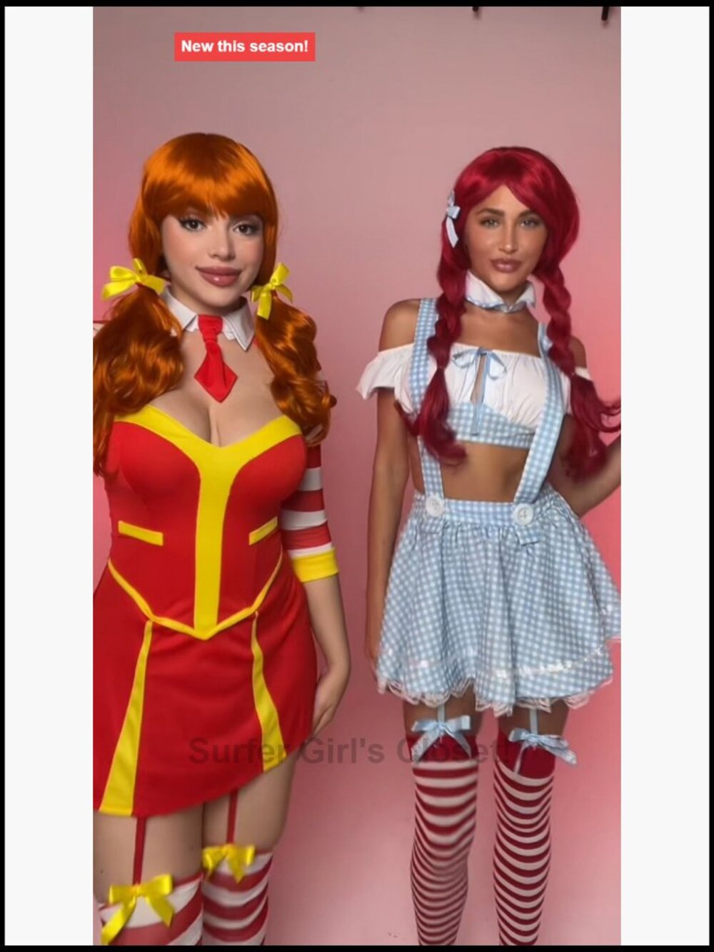 Sexy Ketchup Clown Costume Garter Dress with Thigh Highs, Collared Shrug & Hair - Picture 5 of 5